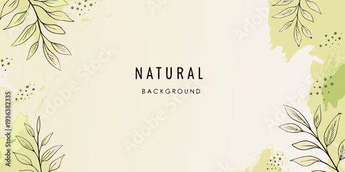 Elegant botanical frame with the word natural in the center