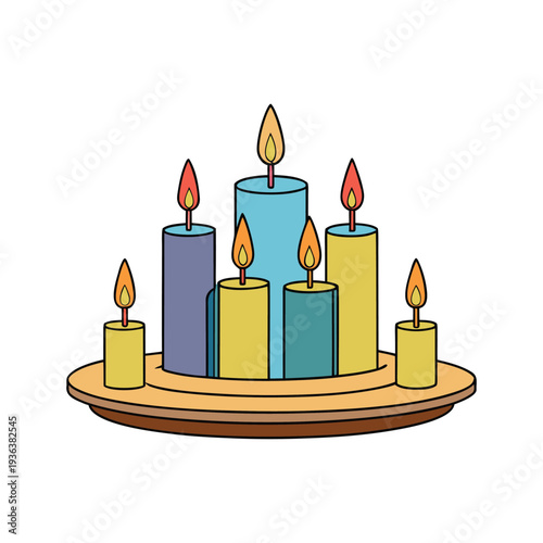 Patriot day memorial candles on golden plate for solemn remembrance