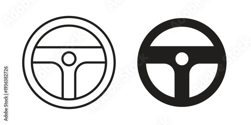 Steering wheel icon linear symbol. Vector Designs.