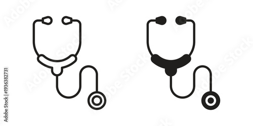 Stethoscope icon linear symbol. Vector Designs.