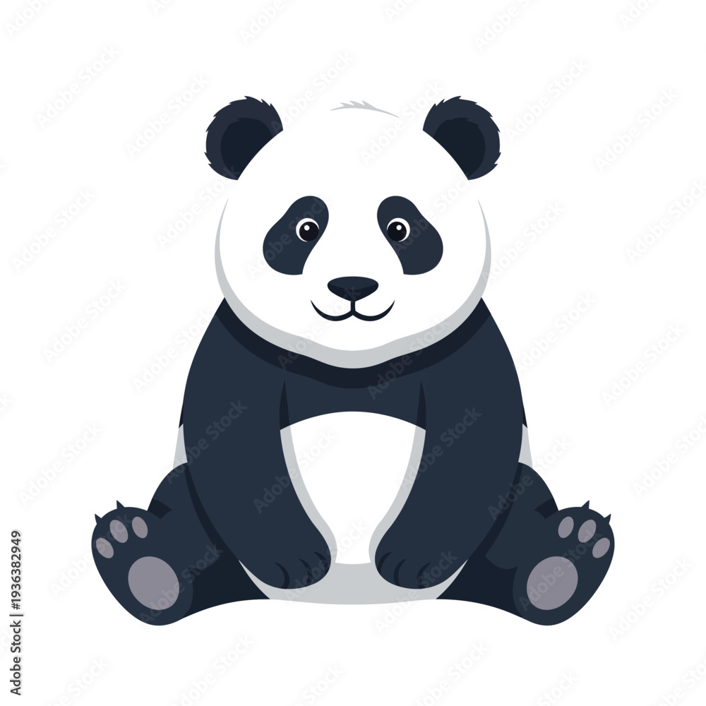 Fototapeta premium Cute Sitting Panda Bear Cartoon Illustration
