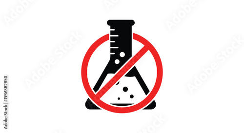 A striking red circle with a diagonal slash over a black flask silhouette high quality professional detailed modern