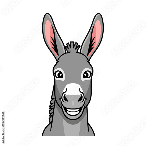 Happy Donkey Face Cartoon Vector Illustration
