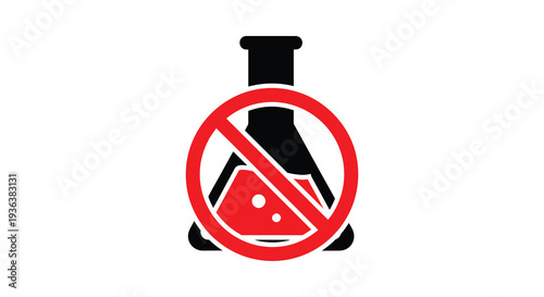 A striking red and black prohibition sign featuring a flask indicating a restriction or ban silhouette