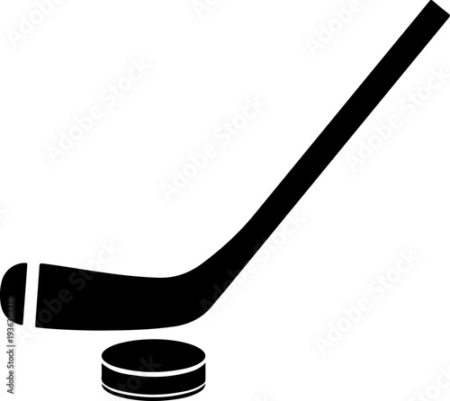 Vector hockey stick and puck icon