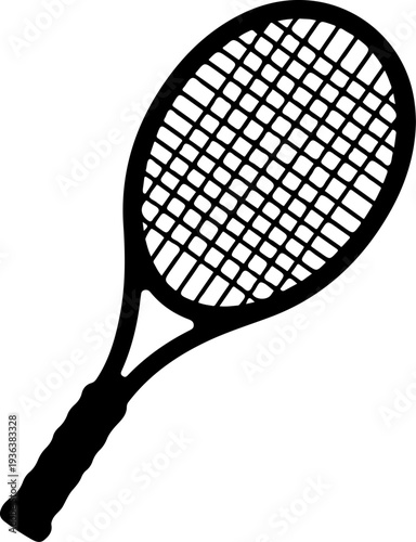 Black tennis racket vector icon