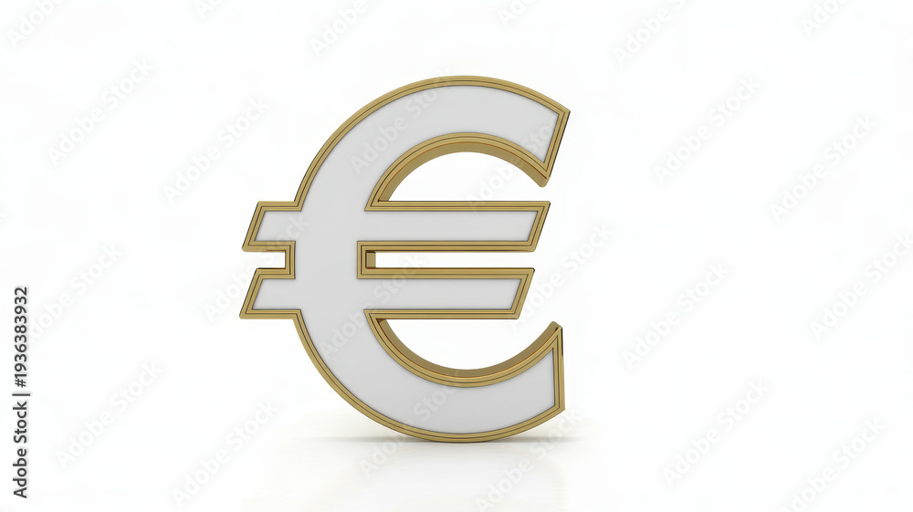 Fototapeta premium White euro symbol with gold outline