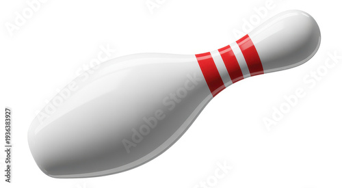 White bowling pin with red stripes game