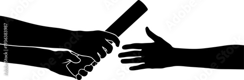 Vector handshake and hand with baton handover icon