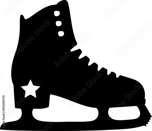 Black ice skate vector silhouette