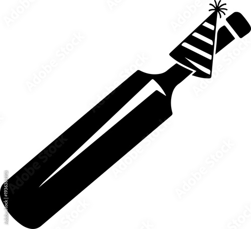 Vector illustration of champagne bottle with party hat