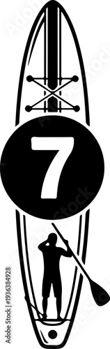 Vector illustration of 1 man on stand up paddleboard