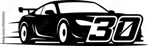 Vector racing car icon with number 30