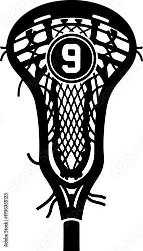 Vector lacrosse stick icon with number 9