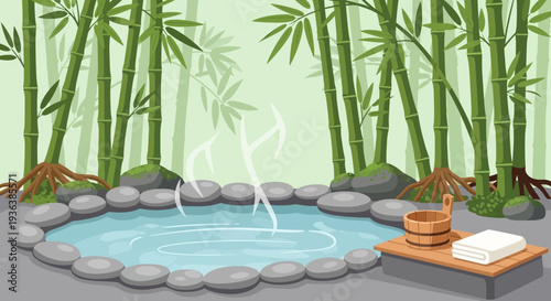 Bamboo hot spring oasis