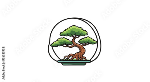 Bonsai Tree in Circle Logo