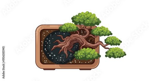 Bonsai Tree in Pot - Artistic Miniature Plant