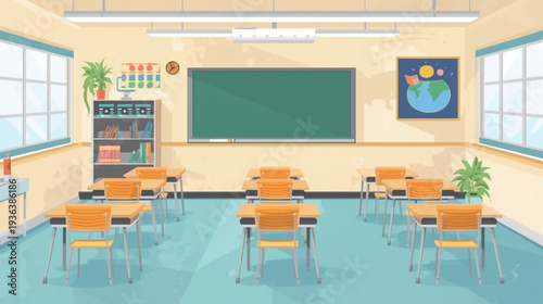  elementary school classroom background vector illustration