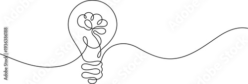 creative bulb ideas brainstorming concept one line continuous drawing
