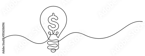 light bulb dollar sign currency financial literacy one line drawing