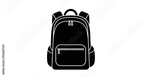 Black Backpack with Pockets and Straps.