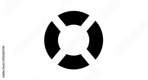 Black Life Preserver Icon Simple Design.