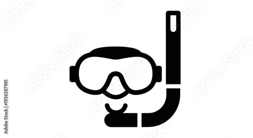 Snorkeling Mask and Tube Silhouette Icon.