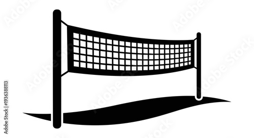 Volleyball Net Standing on Ground Silhouette.