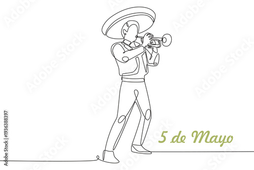 5 de mayo concept one-line drawing