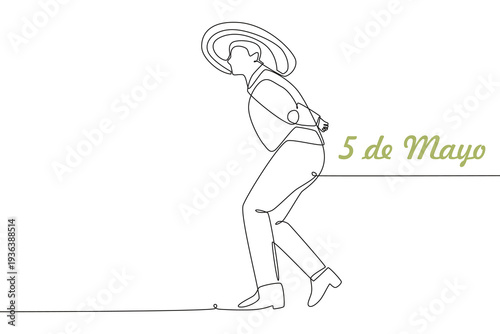 5 de mayo concept one-line drawing