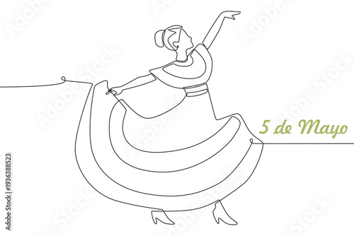 5 de mayo concept one-line drawing