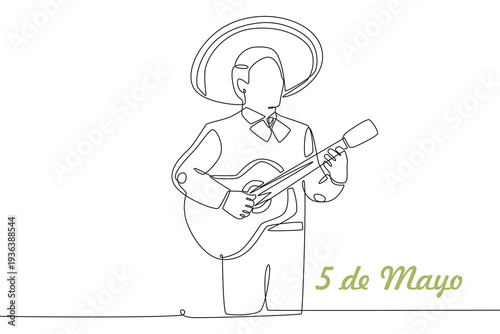 5 de mayo concept one-line drawing