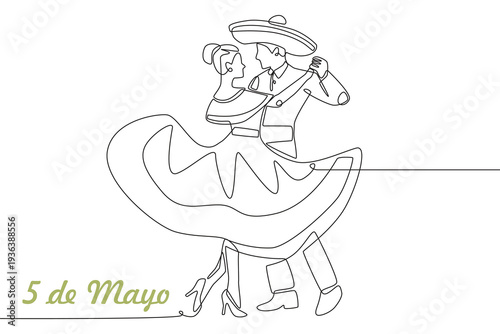 5 de mayo concept one-line drawing