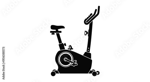 A stark black silhouette of a stationary exercise bike with detailed components a fitness machine silhouette high quality