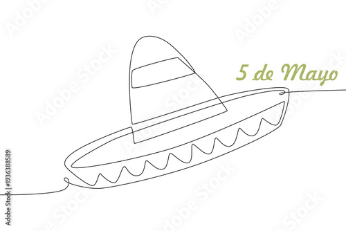 5 de mayo concept one-line drawing
