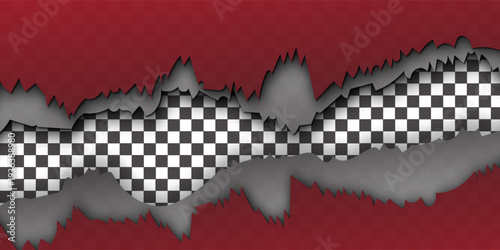 Torn paper dark red stripes with soft shadow on a square background for text. Vector illustration