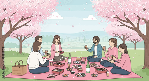 Cherry Blossom Picnic with Friends