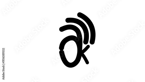 Hand showing the okay sign, black isolated silhouette