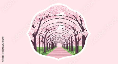 Cherry Blossom Tunnel Pathway