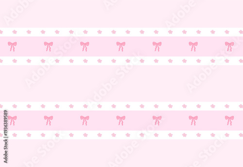Flower and ribbon pattern on pastel pink background for spring and summer wallpaper, girly fabric print, floral pattern, textile, nature, garden, backdrop, garment, picnic blanket, duvet, phone case