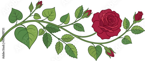 Bloom of Elegance – Red Rose Vine