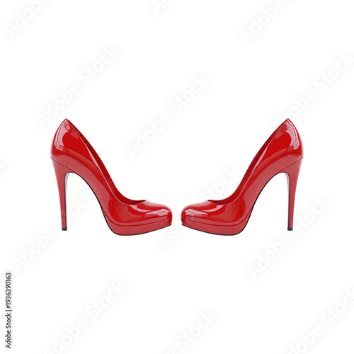 Stylish red high-heeled shoes fashion accessory illustration for women style concept isolated with a transparent background