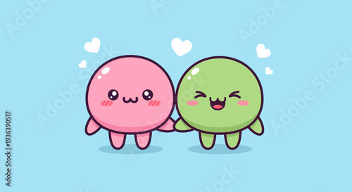 Cute Kawaii Couple Holding Hands