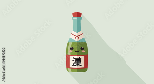 Cute Kawaii Sake Bottle with Japanese Kanji