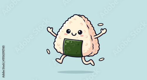 Cute Onigiri Character Running