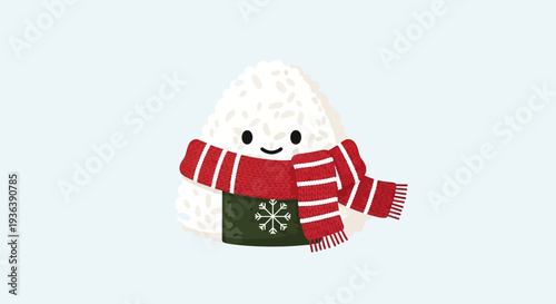 Cute Onigiri Character with Scarf