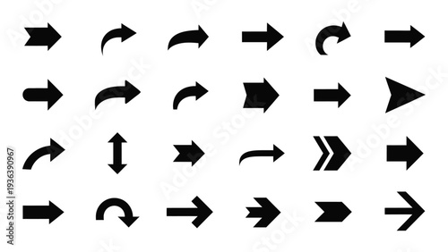 A collection of black arrows on a white background