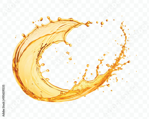 realistic 3d dynamic smooth liquid oil splash in mid air cut out and circle style isolated on transparent background