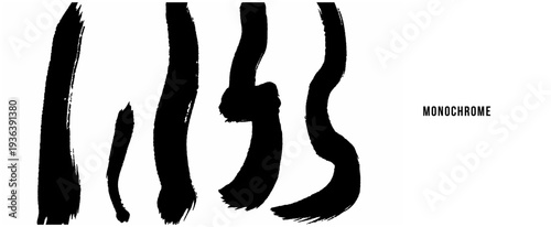 筆文字 抽象ライン 垂直 セット 毛筆 ブラシストローク 和風 背景 ベクター