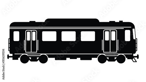 A black silhouette of a train car with white outlines